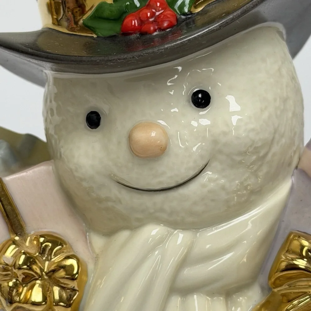 Vintage 1999 Lenox Ivory Snowman Porcelain Christmas Figurine 
